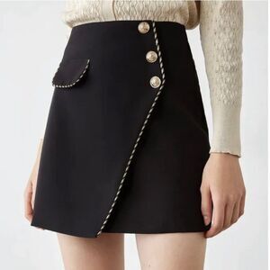 J.ing asymmetrical button front faux wrap mini skirt‎